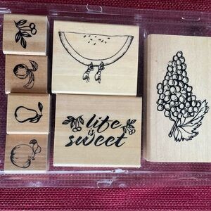 Wooden Fruit and Floral Stamp Set